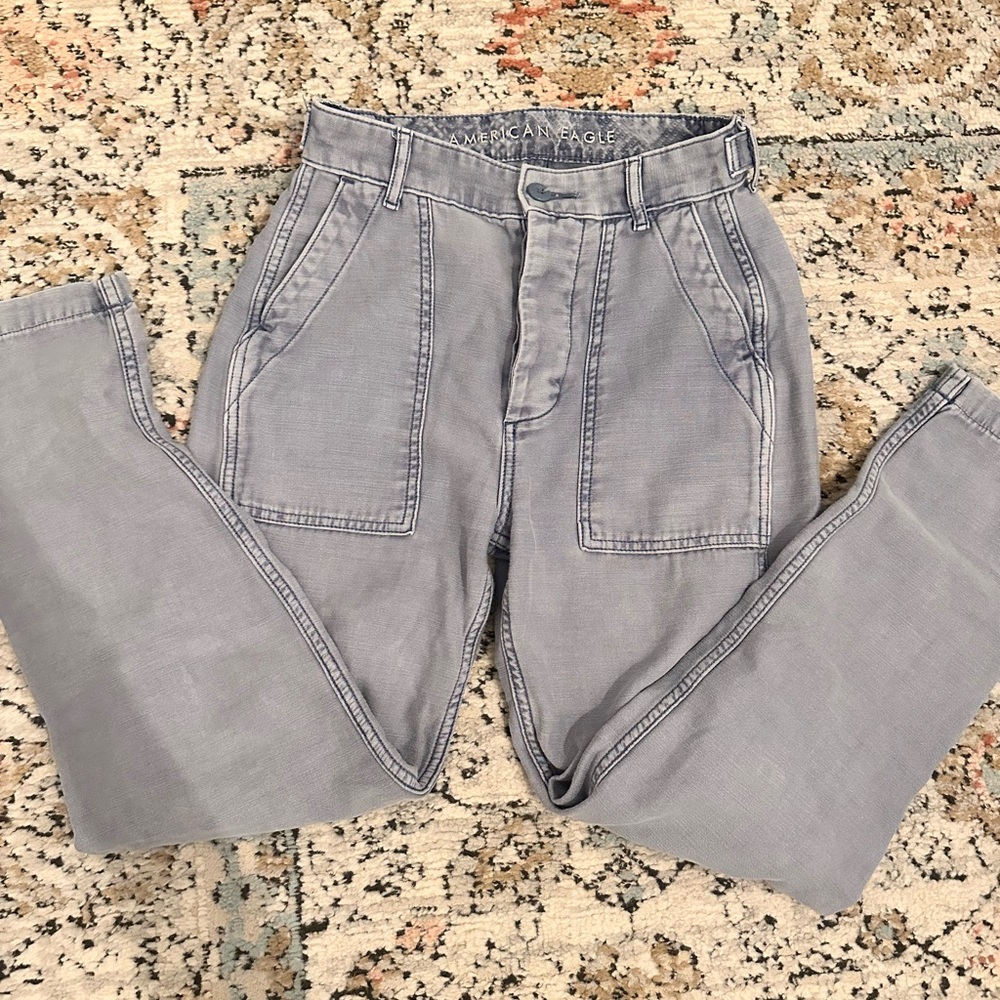 American Eagle Blue Straight-Leg Pants | 24R
